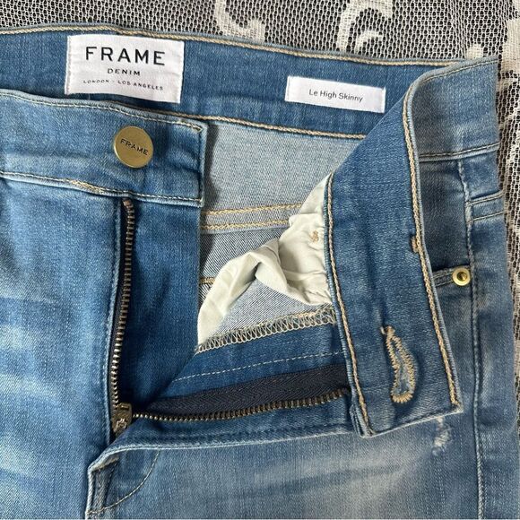 Frame Le High Skinny Raw Hem Cropped Jeans Sz 27 - Picture 9 of 14